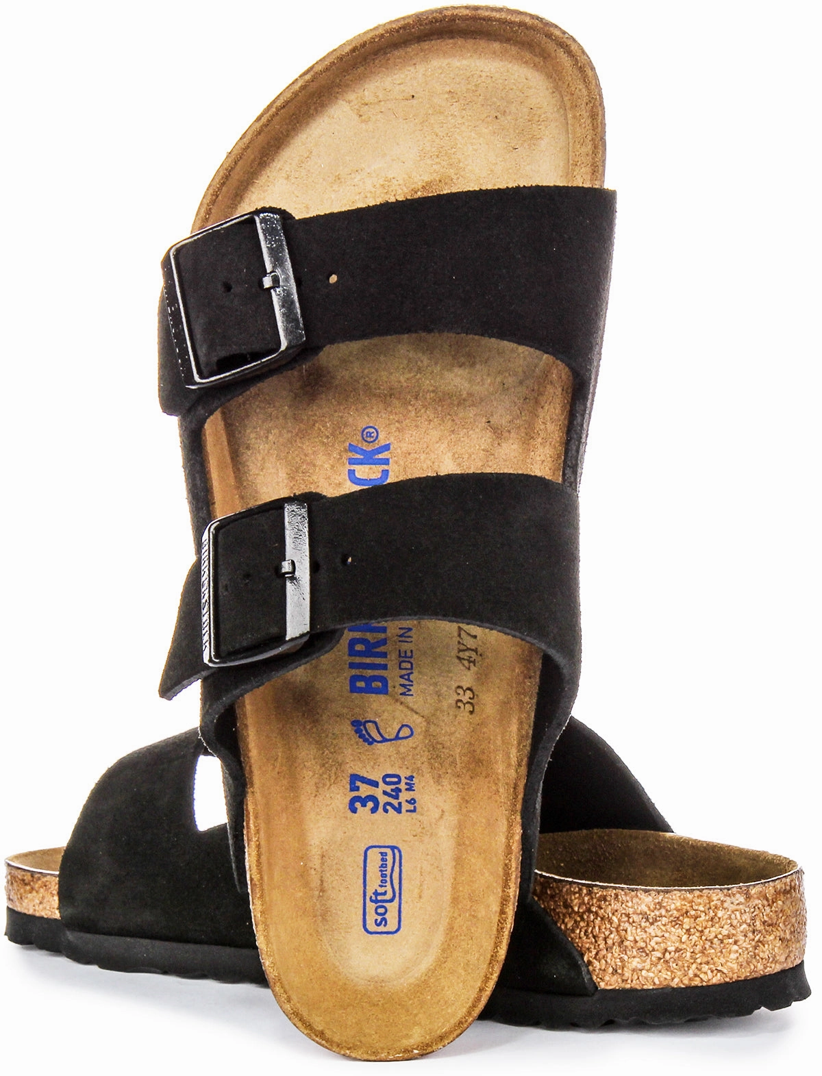 Birkenstock Arizona Soft Footbed In Black Suede | Regular Fit Shoes Birkenstock
