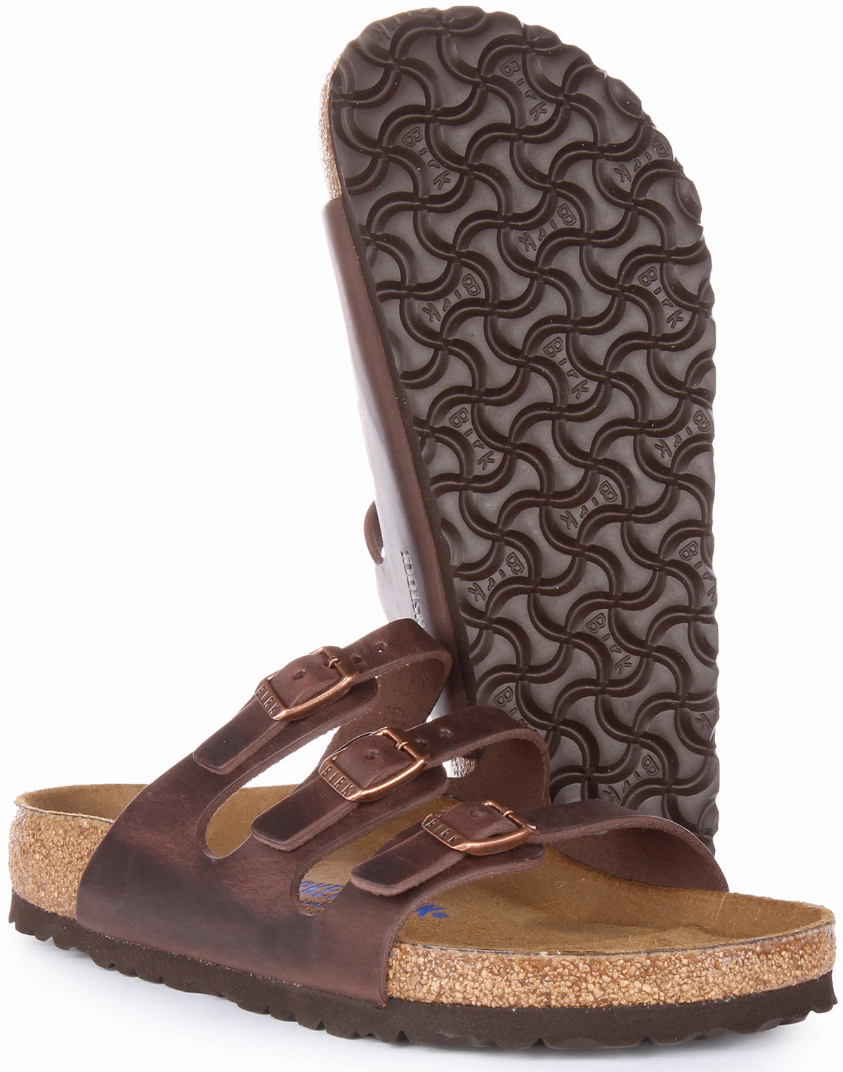 Birkenstock Florida BS In Oiled Leather Dark Brown | Regular Fit Shoes Birkenstock