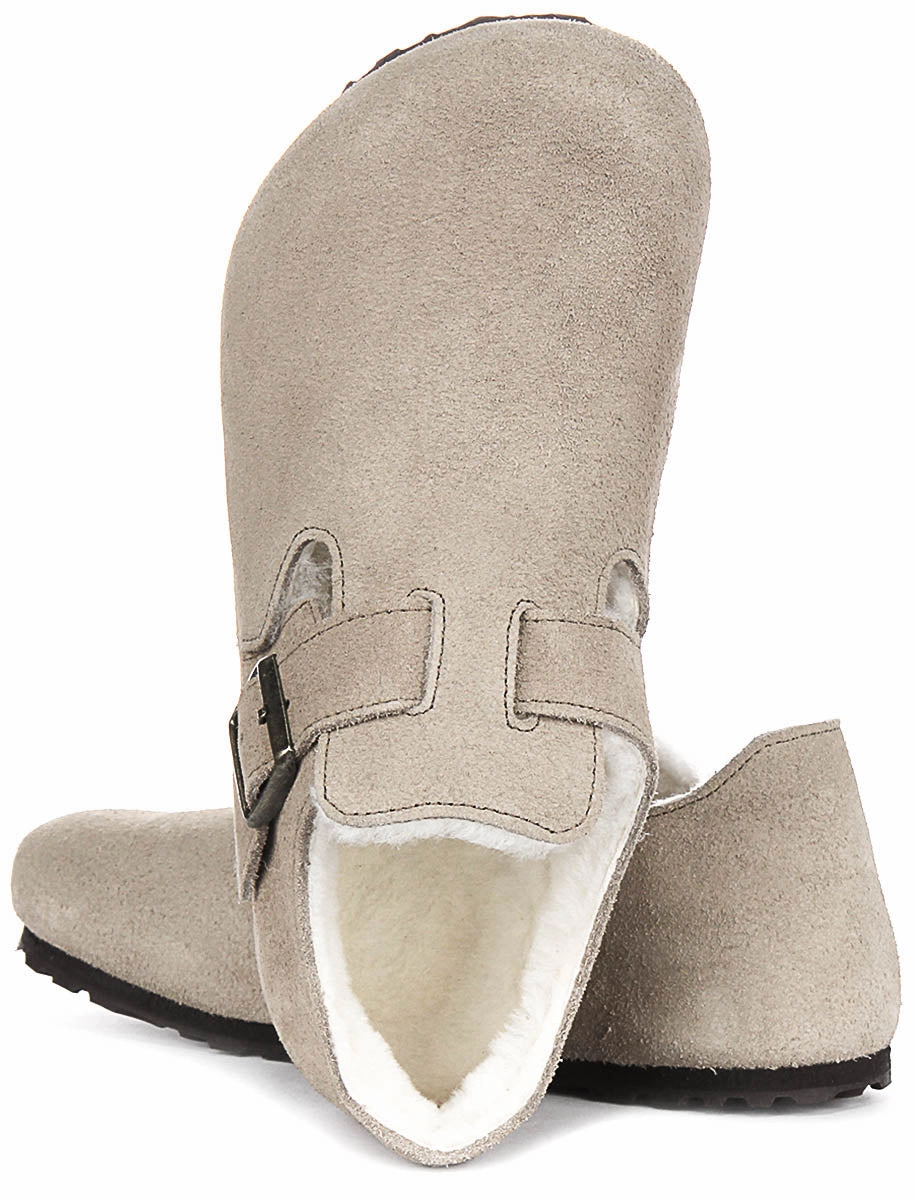Birkenstock London Shearling In Taupe | Regular Fit Shoes Birkenstock