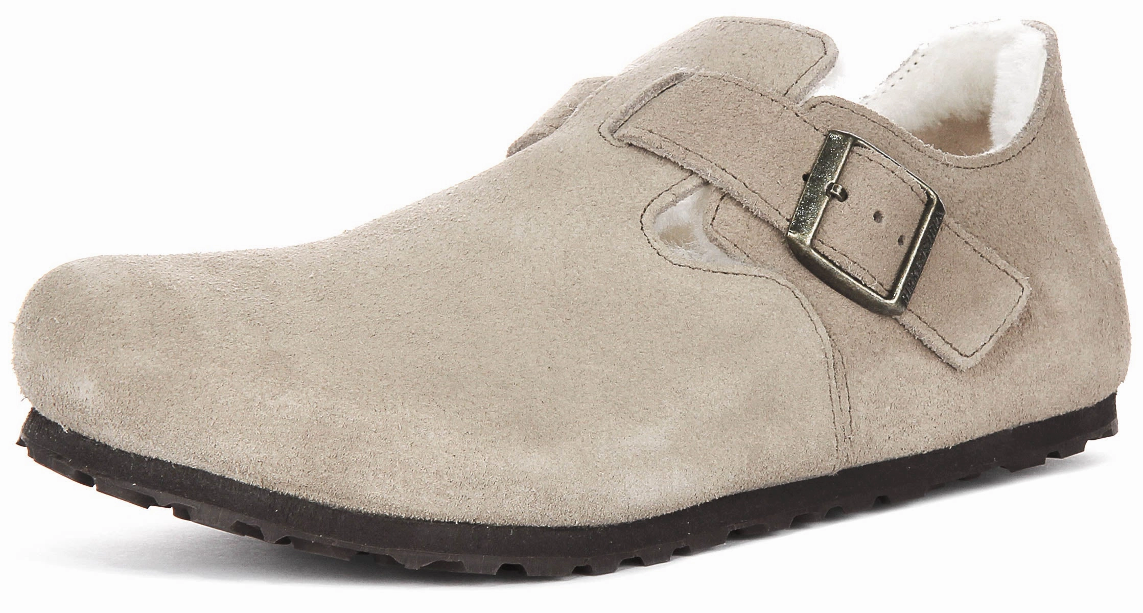 Birkenstock London Shearling In Taupe | Regular Fit Shoes Birkenstock
