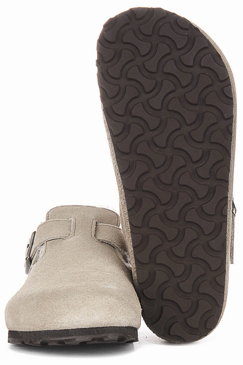 Birkenstock London Shearling In Taupe | Regular Fit Shoes Birkenstock