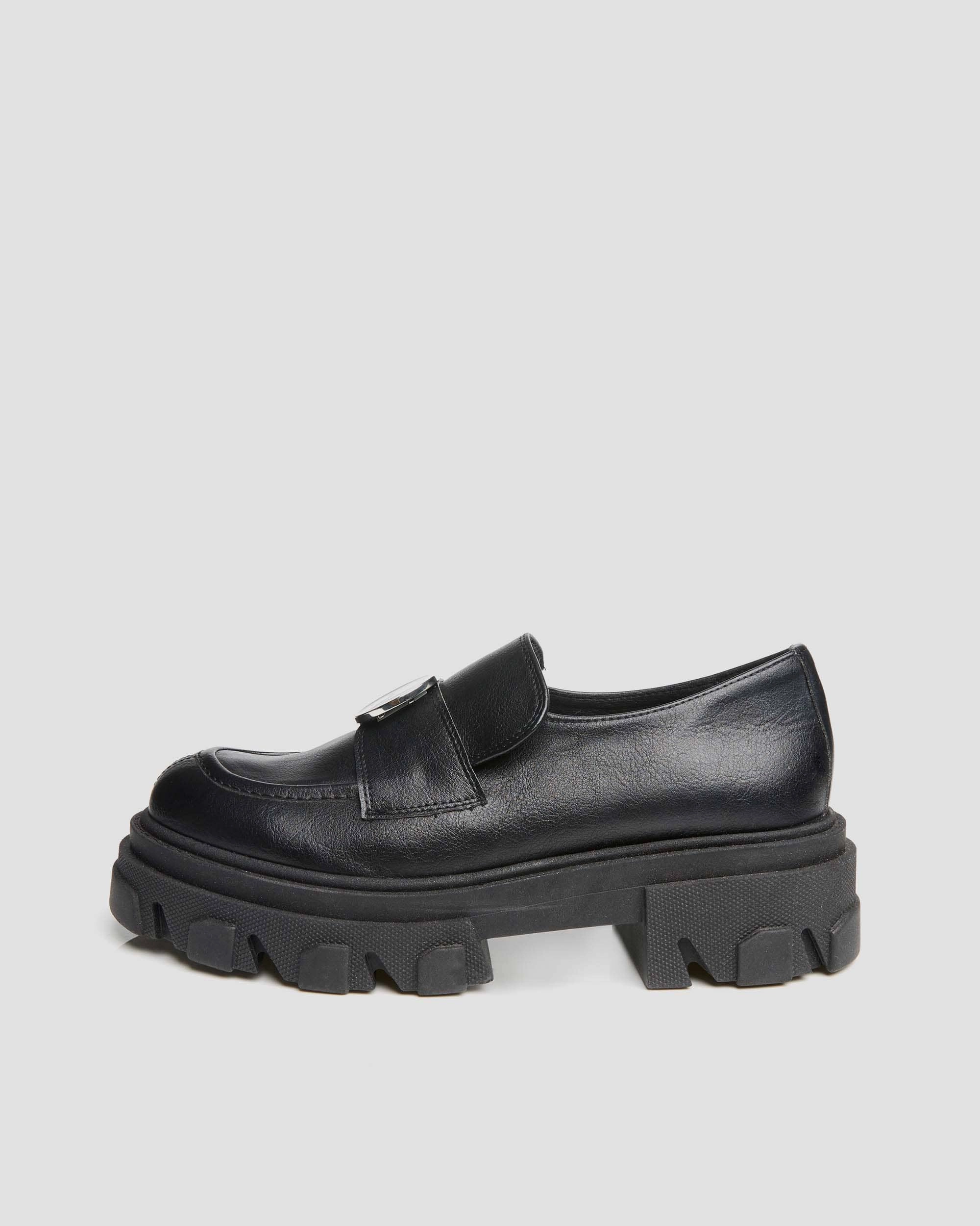Blocky Vegan Grape Leather Loafers | Black