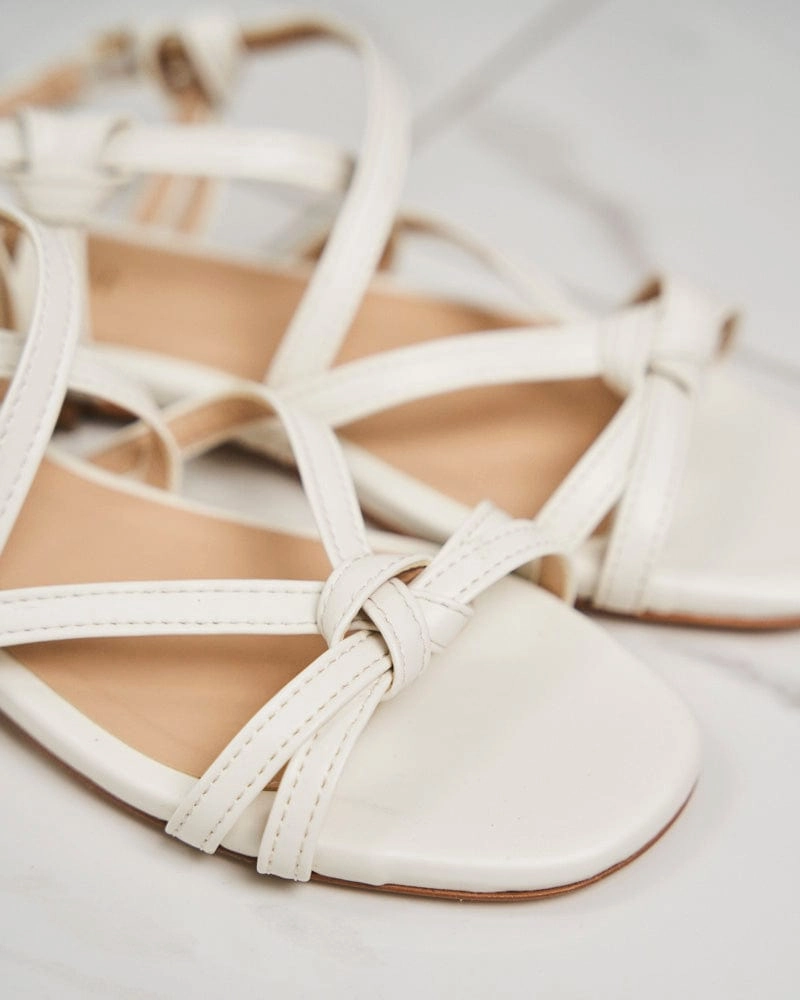 Borneo Cross Strap Vegan Leather Flat Sandals | Cream
