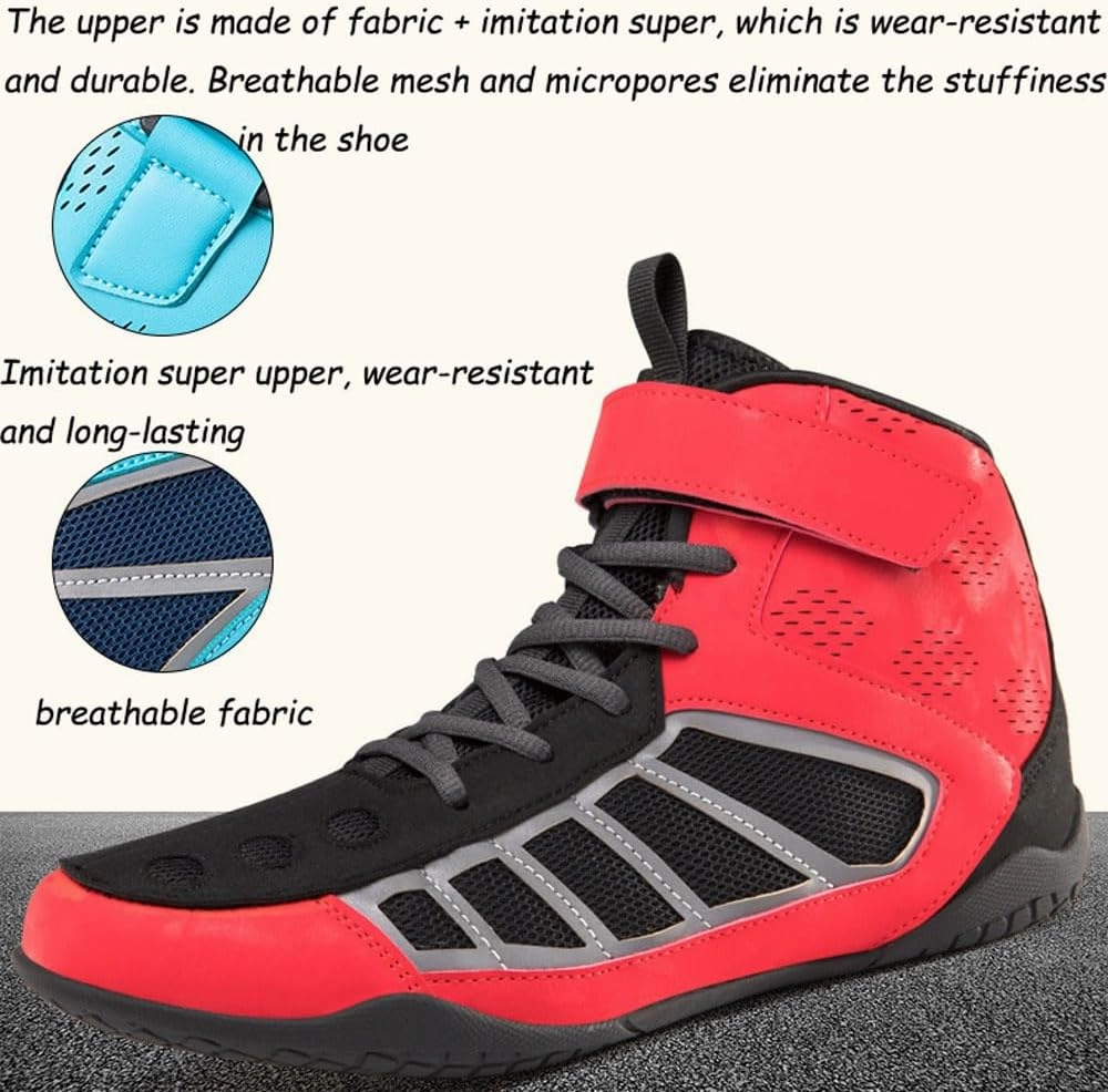 Boxing Shoes,Men's Women's Wrestling Shoes Boots,Boxing Boots teens,Bodybuilding Shoes,Rubber Sole,Breathable Non-Slip, Fighting Shoes Powerlifting Bodybuilding training Boots Footwear, 35-46 EU