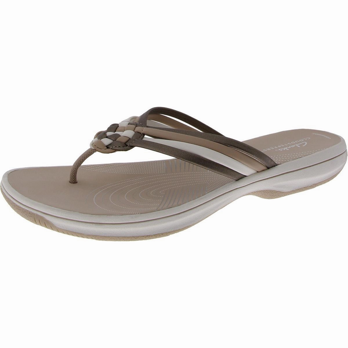 Breeze Coral H Womens Faux Leather Cushioned Footbed Slide Sandals