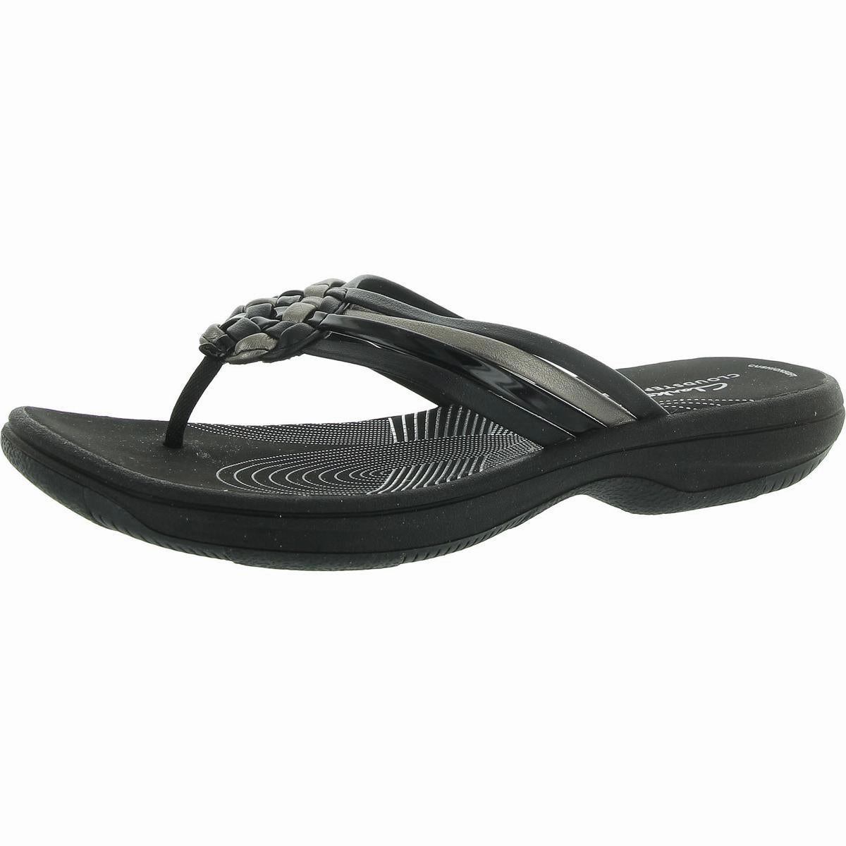 Breeze Coral H Womens Faux Leather Cushioned Footbed Slide Sandals