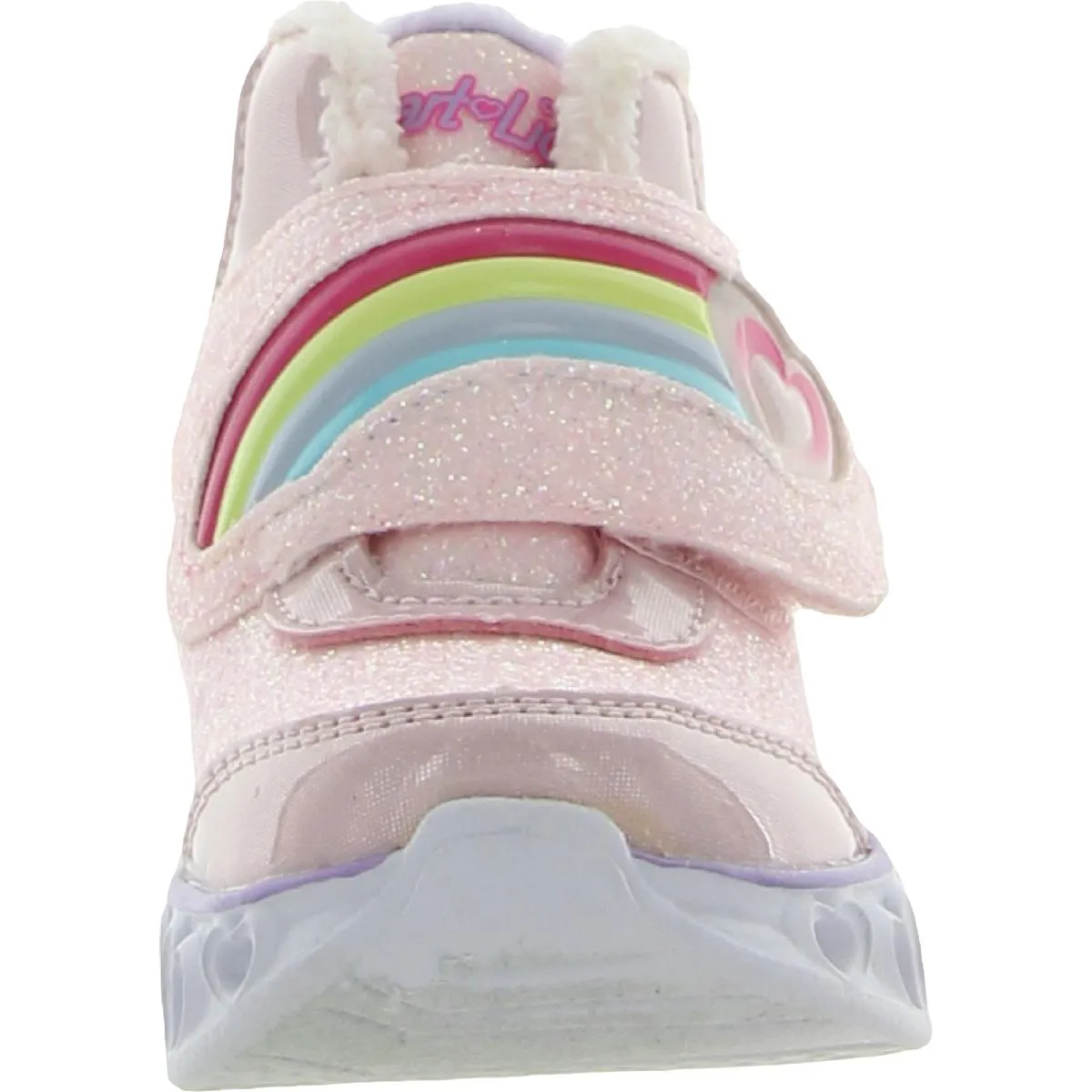 Brilliant Rainbow Girls Faux Leather Glitter Light-Up Shoes