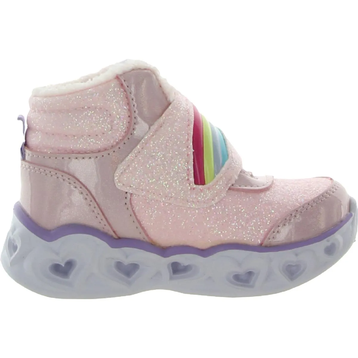 Brilliant Rainbow Girls Faux Leather Glitter Light-Up Shoes