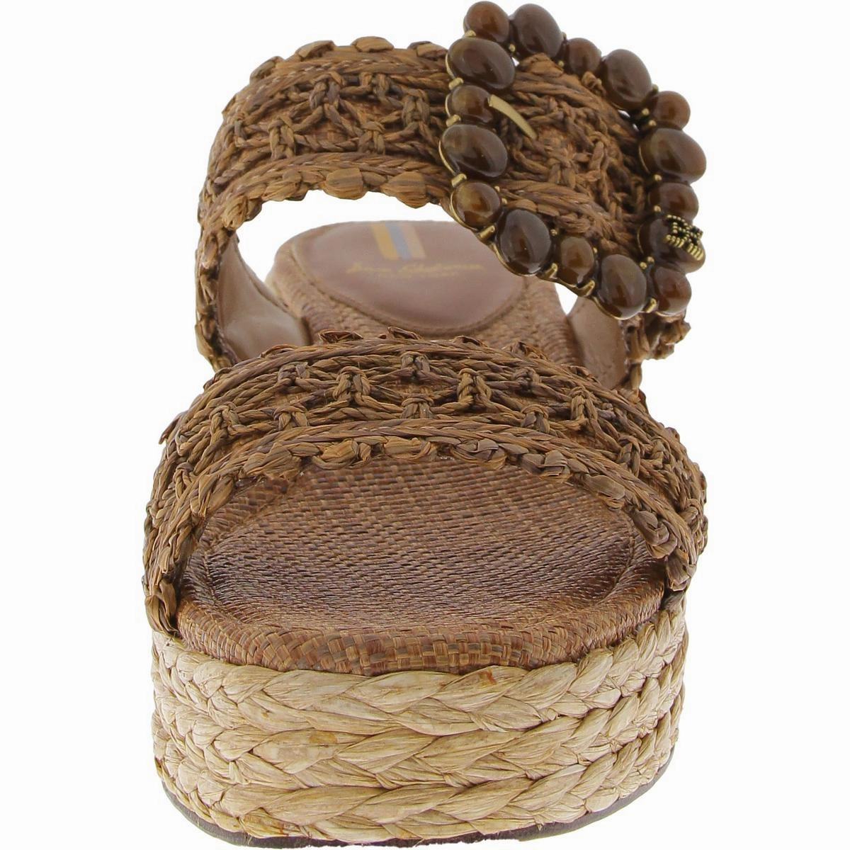 Cadance Womens Raffia Slip On Wedge Sandals