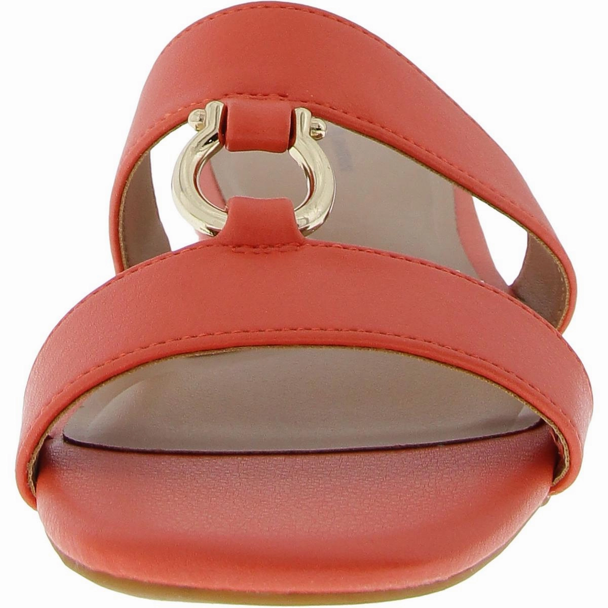 Caitlynn Womens Embellished Faux Leather Slide Sandals