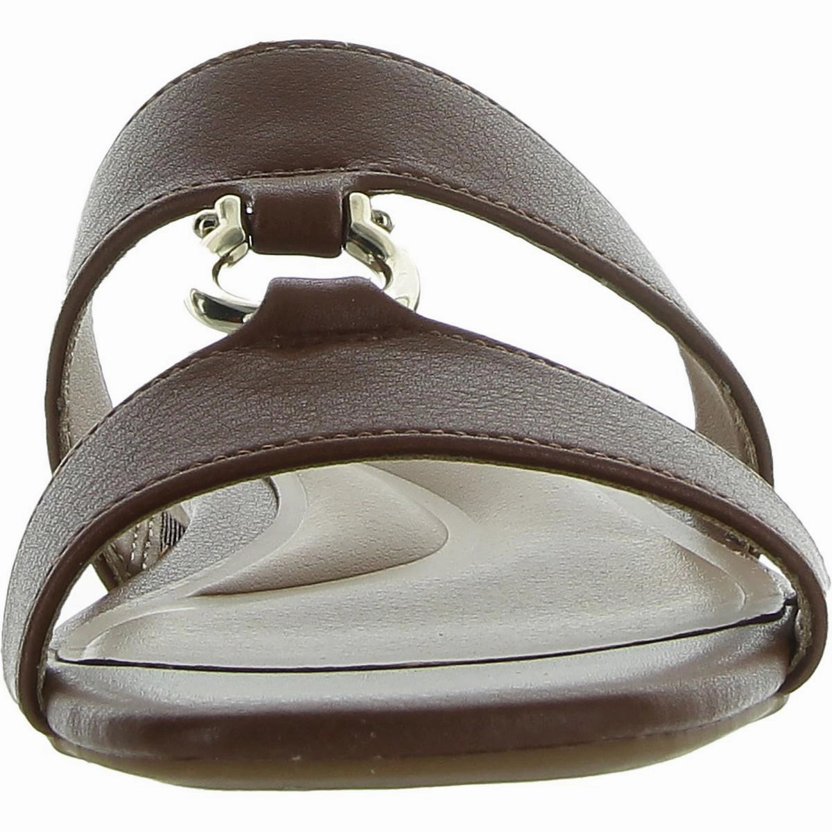 Caitlynn Womens Embellished Faux Leather Slide Sandals