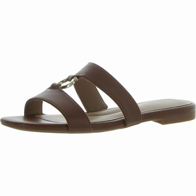 Caitlynn Womens Embellished Faux Leather Slide Sandals