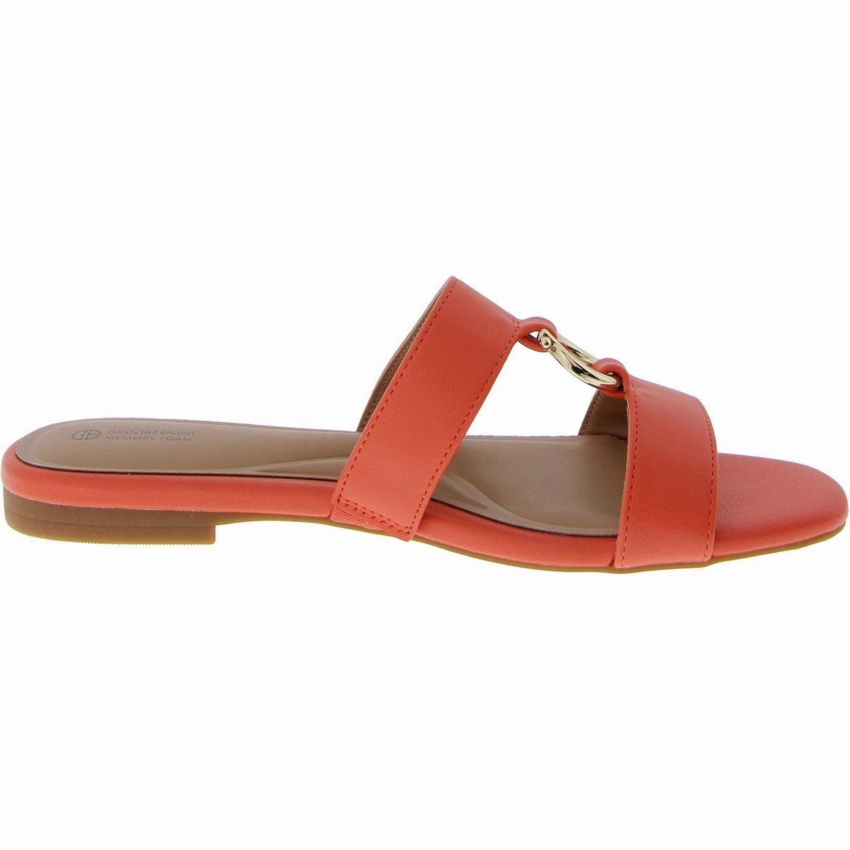 Caitlynn Womens Embellished Faux Leather Slide Sandals