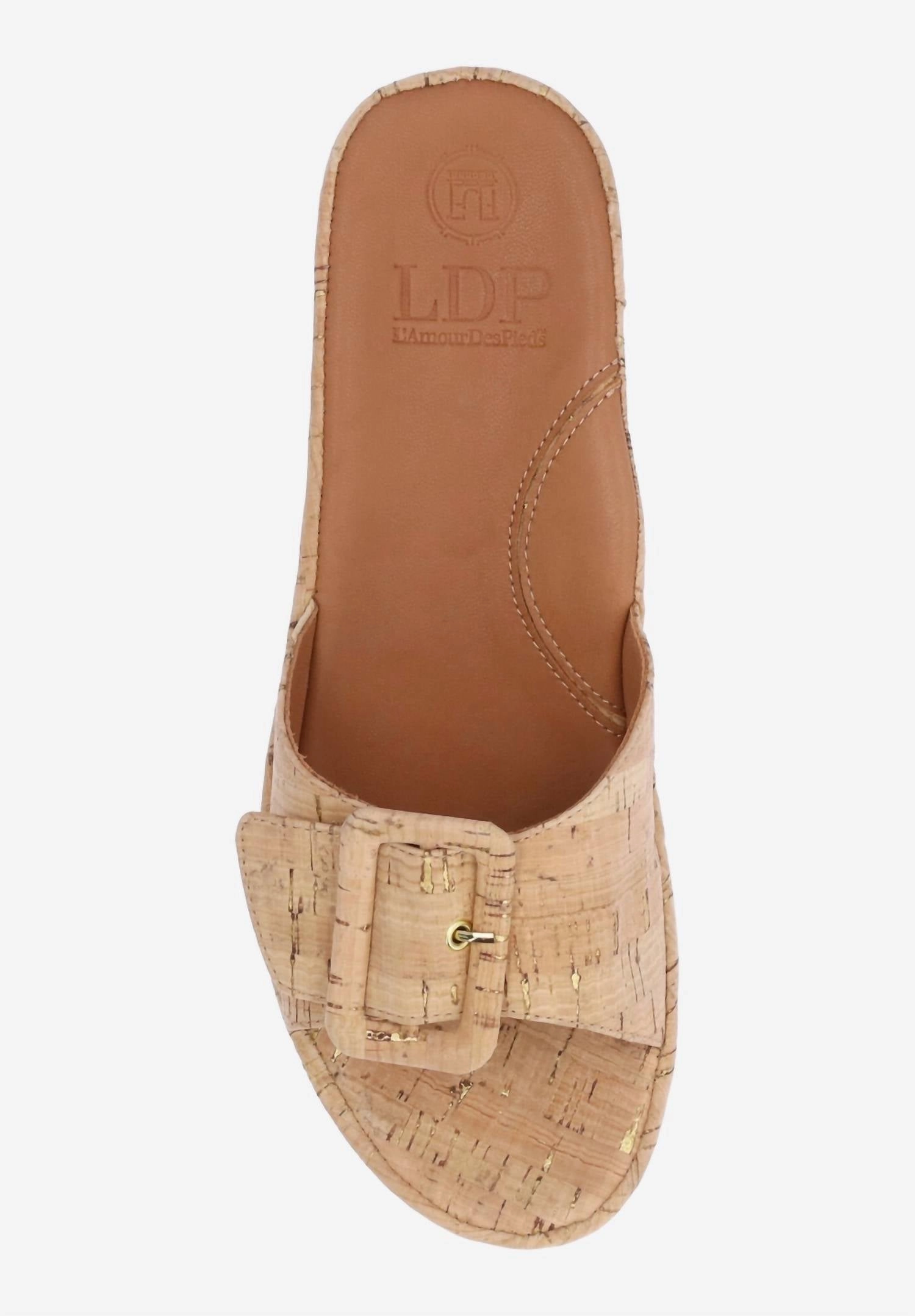 Callye Sandal In Natural Gold Cork