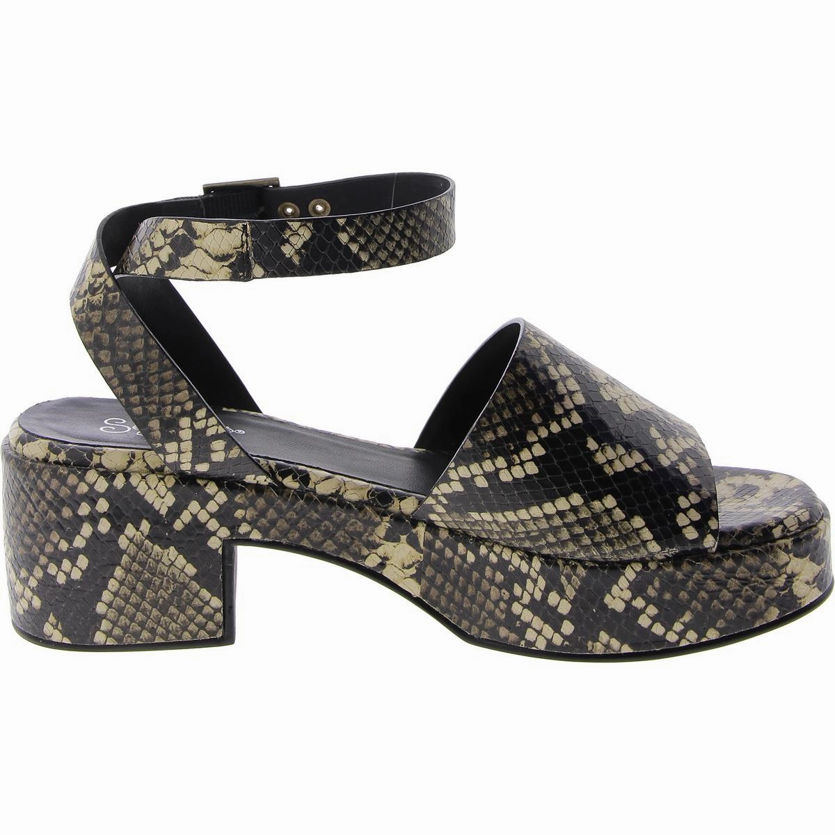 Calming Influnce Womens Leather Block Heel Slingback Sandals