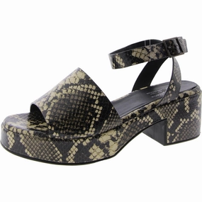 Calming Influnce Womens Leather Block Heel Slingback Sandals