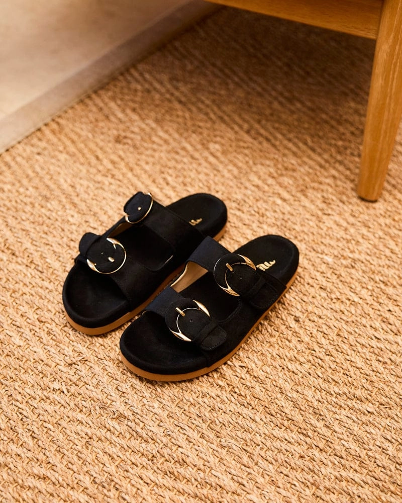 Camellia Vegan Suede Sandals | Black