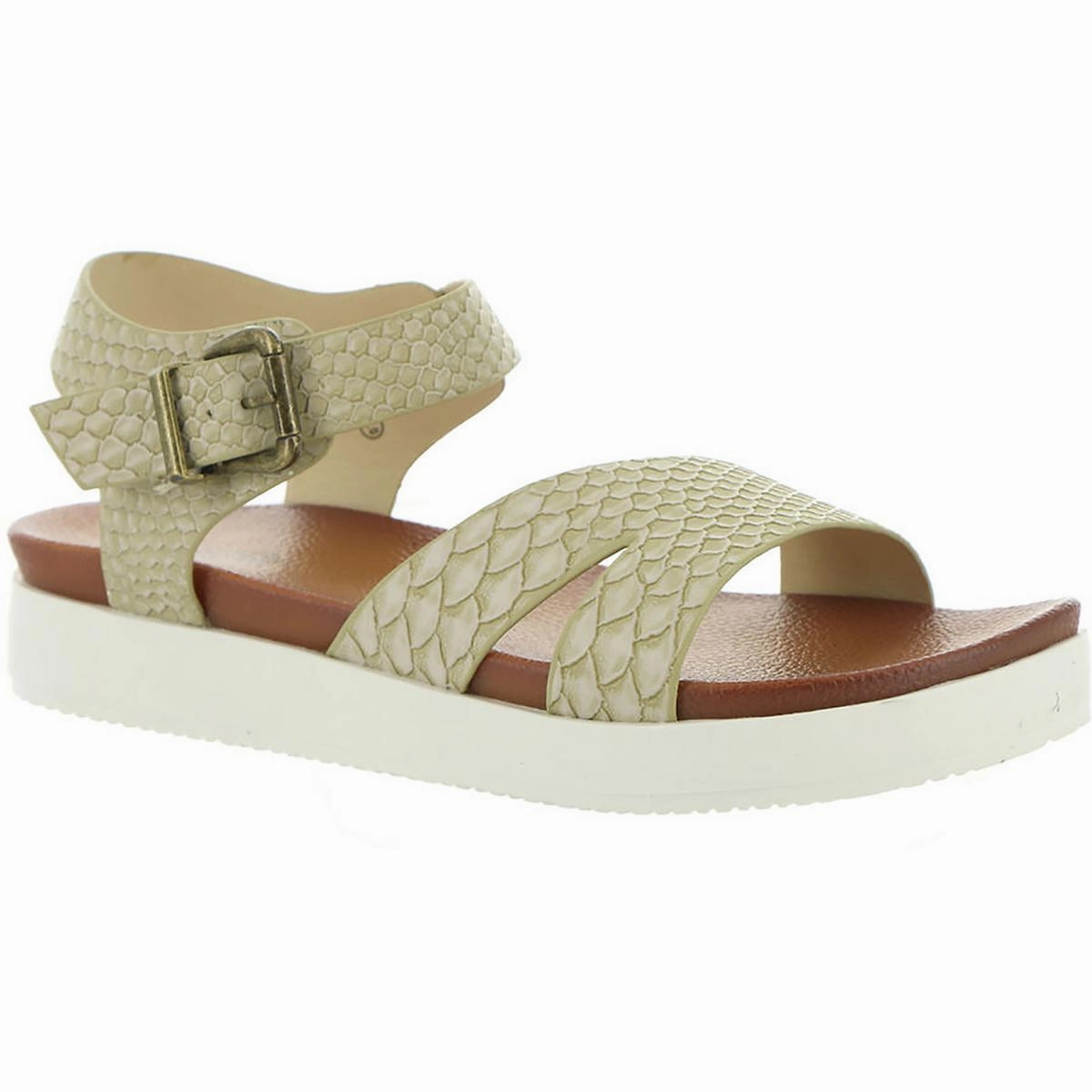 Carmel  Womens Faux Leather Open Toe Ankle Strap