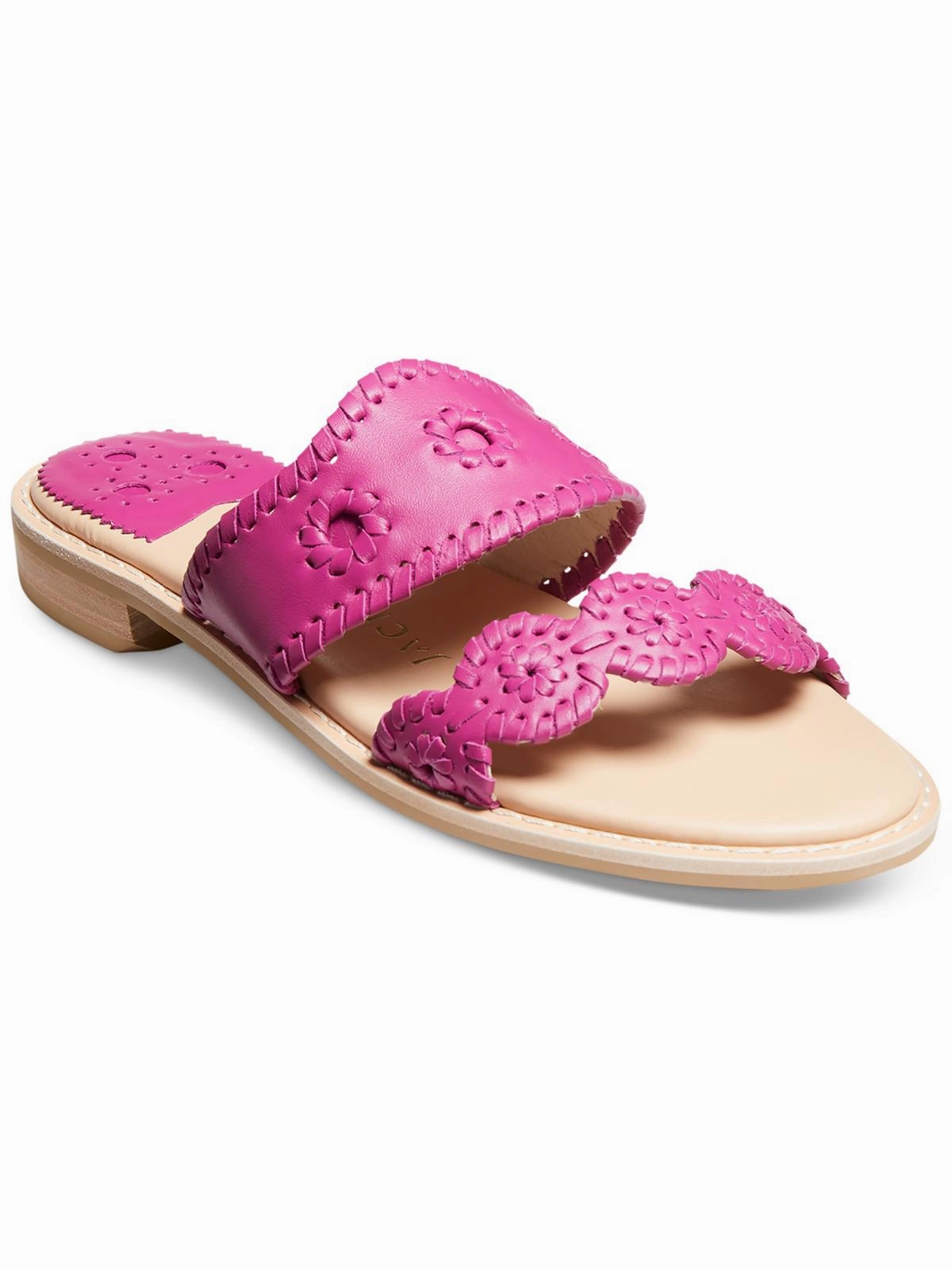 Caroline Womens Leather Slip-On Slide Sandals