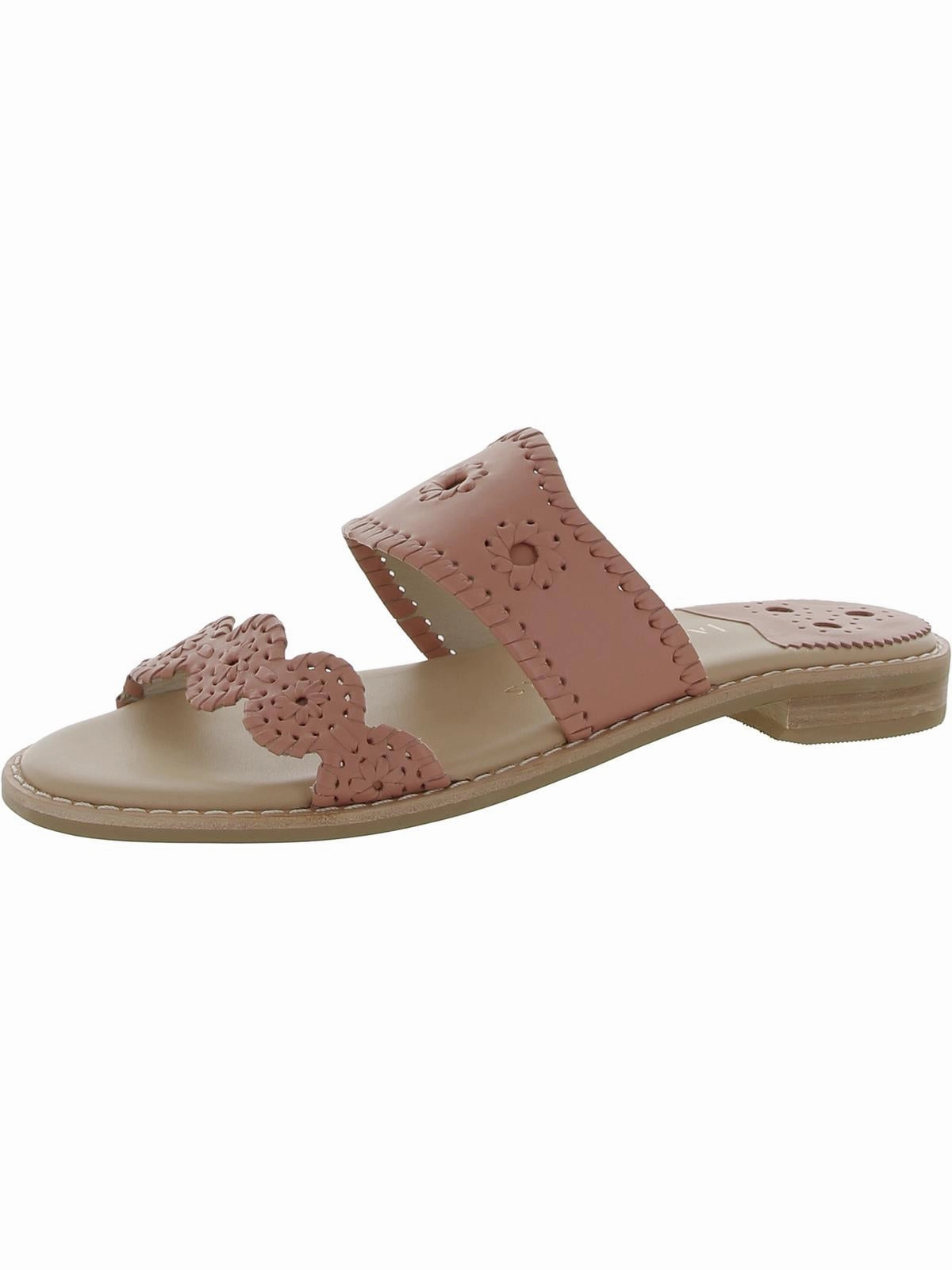 Caroline Womens Leather Slip-On Slide Sandals