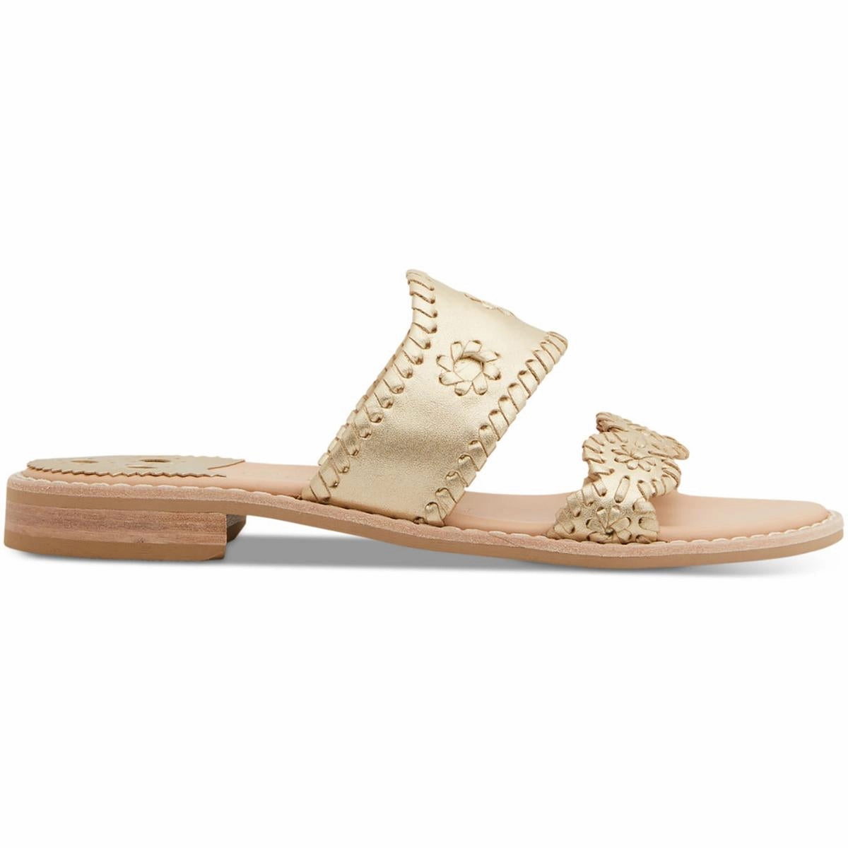 Caroline Womens Leather Slip-On Slide Sandals