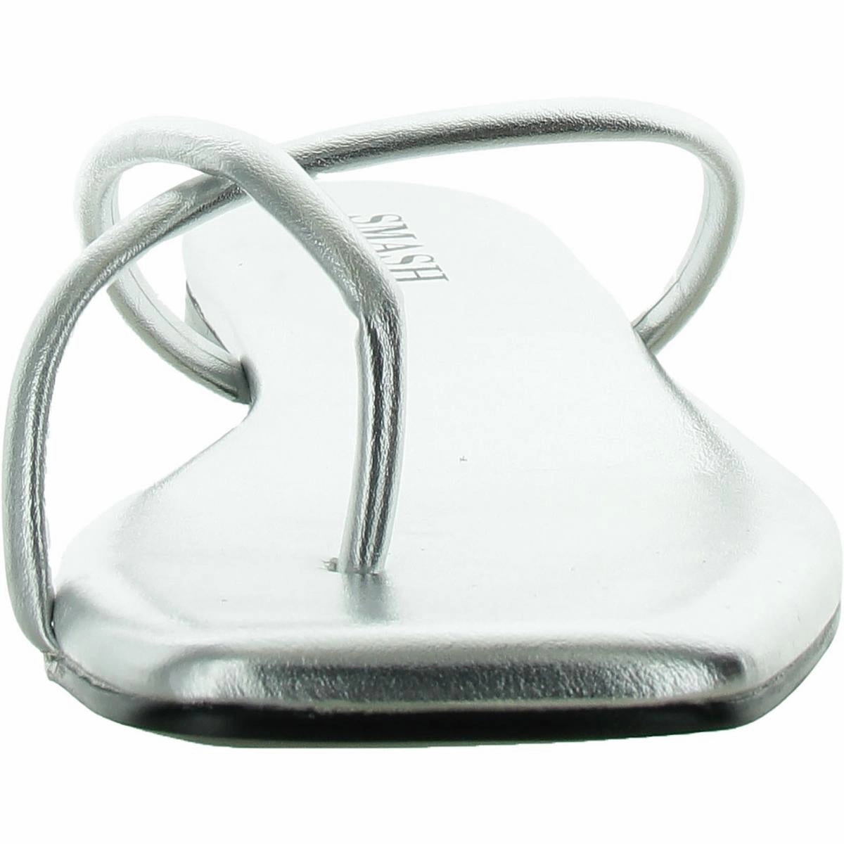 Celine Womens Faux Leahter Criss-Cross Thong Sandals