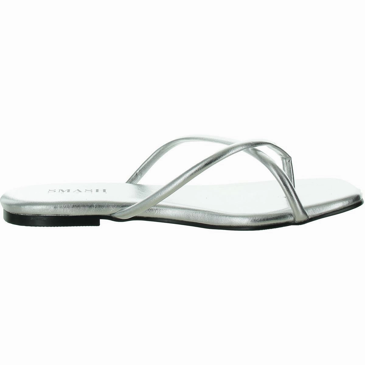 Celine Womens Faux Leahter Criss-Cross Thong Sandals
