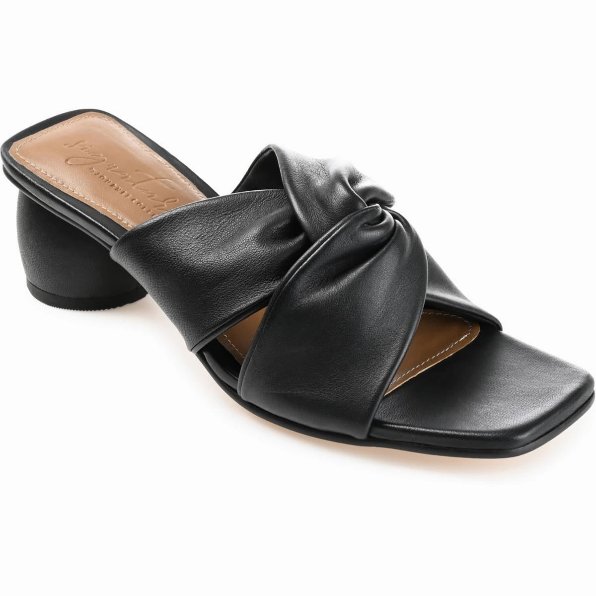 Charlize Womens Leather Square Toe Block Heel