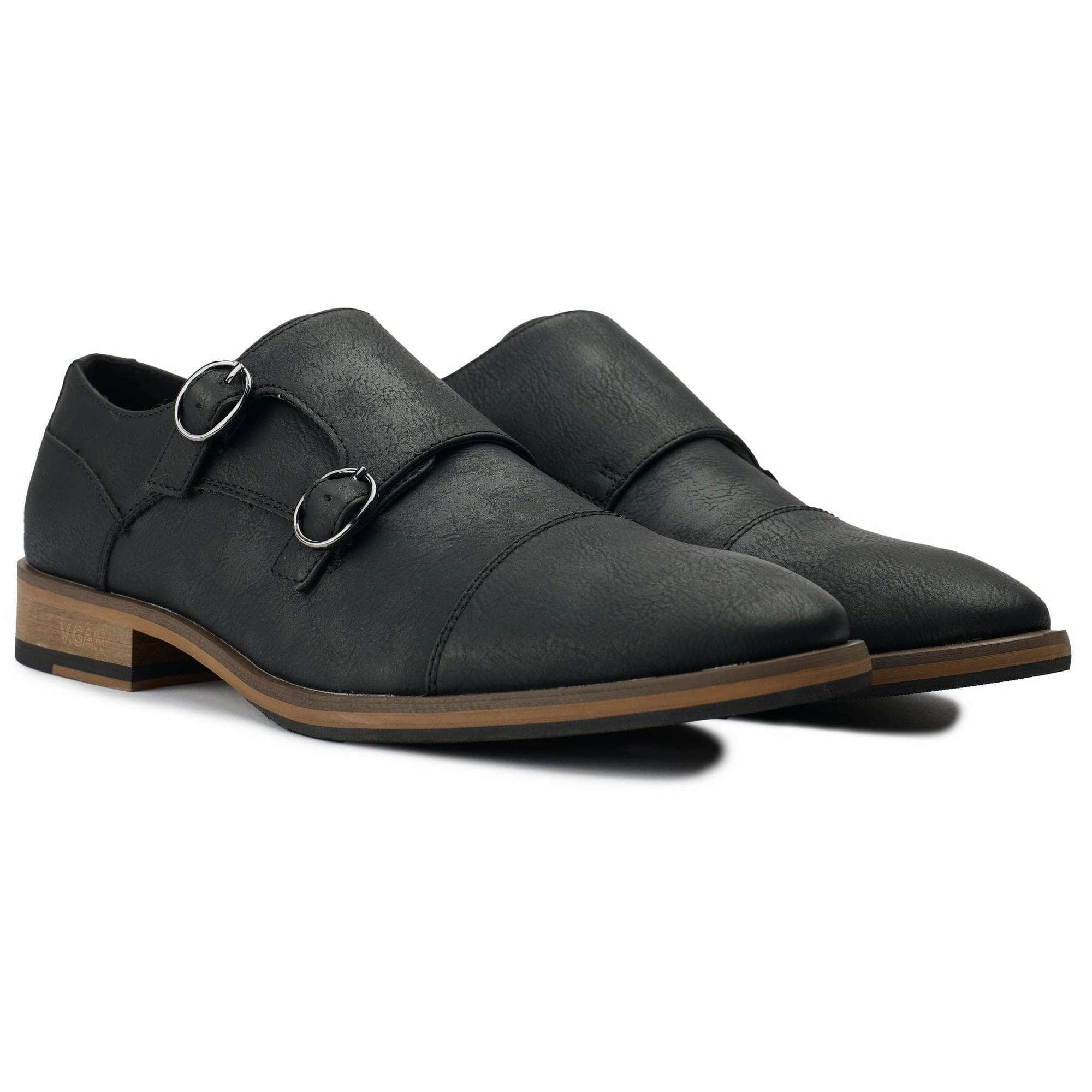 Chervil 2 Men's Vegan Leather Monk Shoes | Black