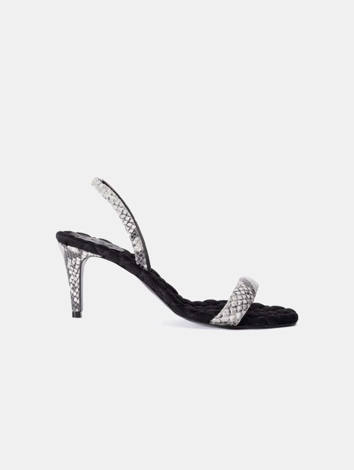Claudia Vegan Cotton High-Heeled Slingback Sandals | Python