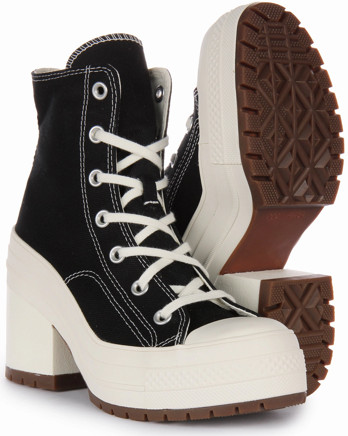 Converse A05347C Womens Lace Up Chuck 70 Heel In Black White Shoes Converse