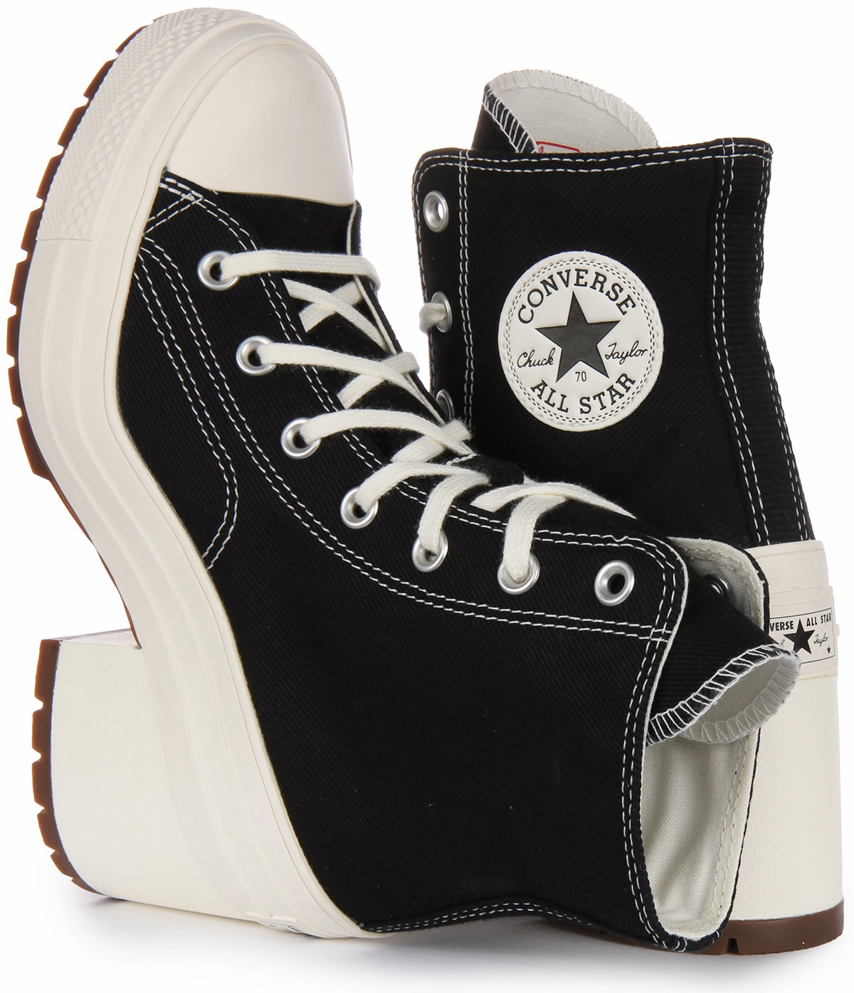 Converse A05347C Womens Lace Up Chuck 70 Heel In Black White Shoes Converse