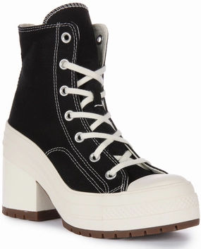 Converse A05347C Womens Lace Up Chuck 70 Heel In Black White Shoes Converse