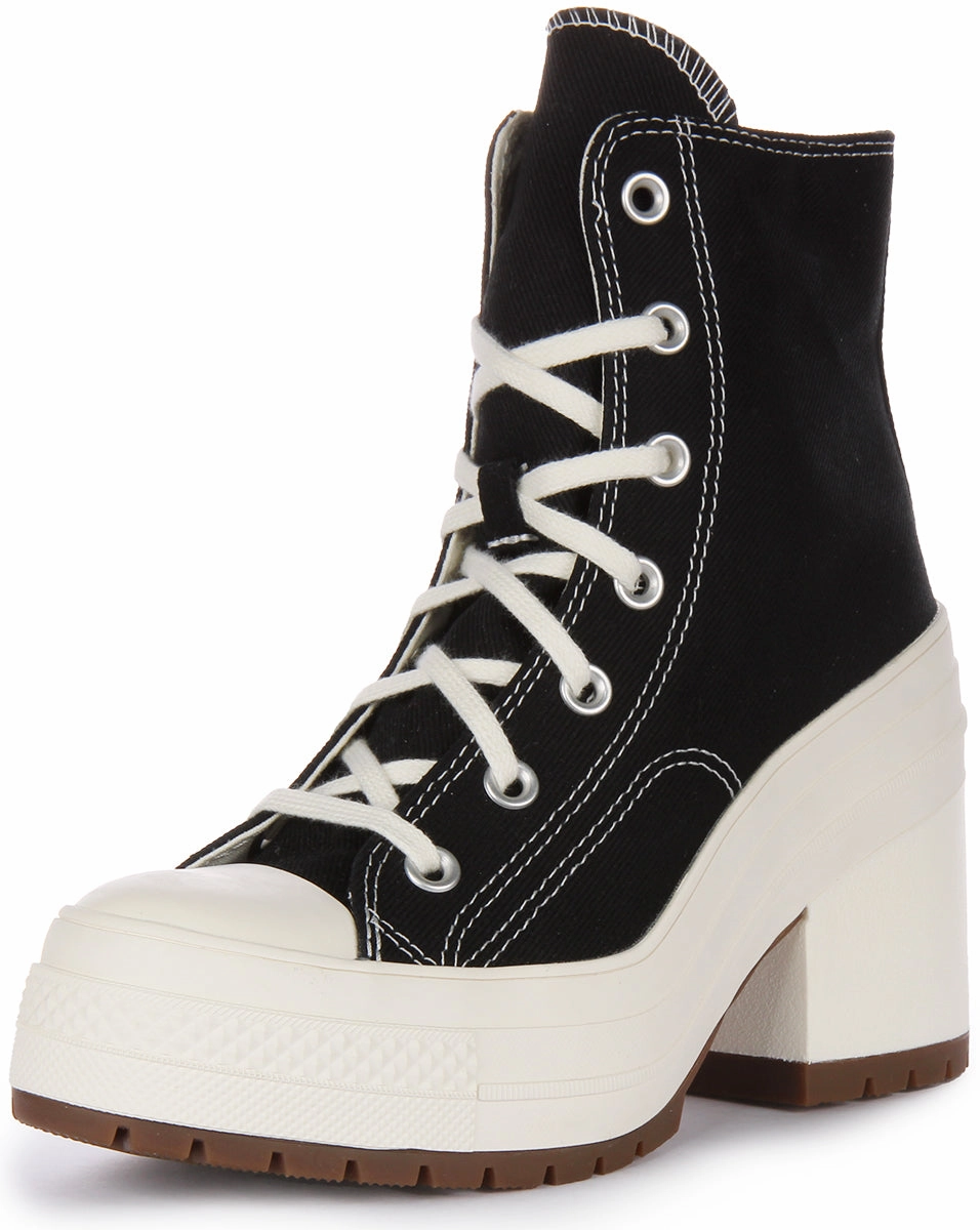 Converse A05347C Womens Lace Up Chuck 70 Heel In Black White Shoes Converse