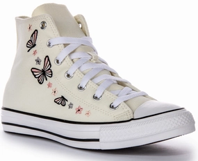 Converse All Star A07336C In White Butterfly Print For Junior Shoes Converse