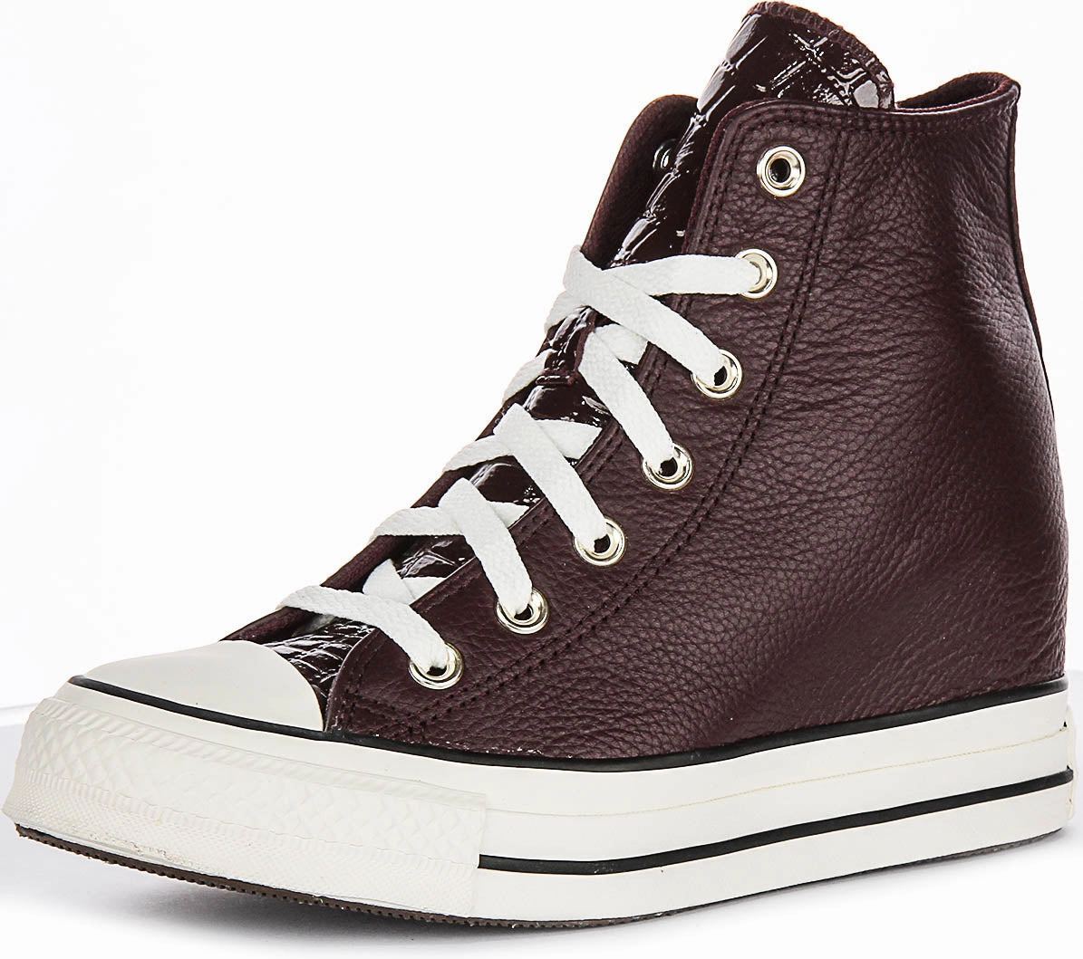Converse All Star A12349C Wedge In Burgundy Leather Shoes Converse