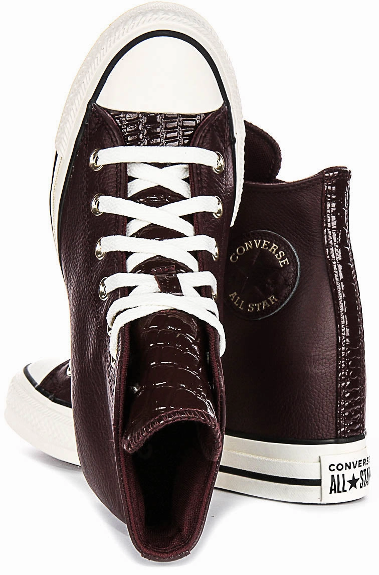 Converse All Star A12349C Wedge In Burgundy Leather Shoes Converse