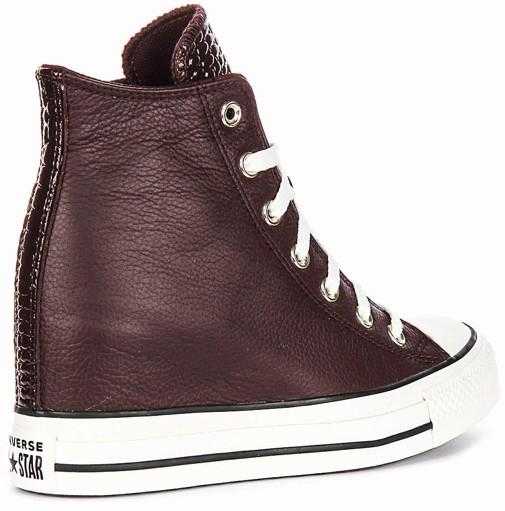 Converse All Star A12349C Wedge In Burgundy Leather Shoes Converse