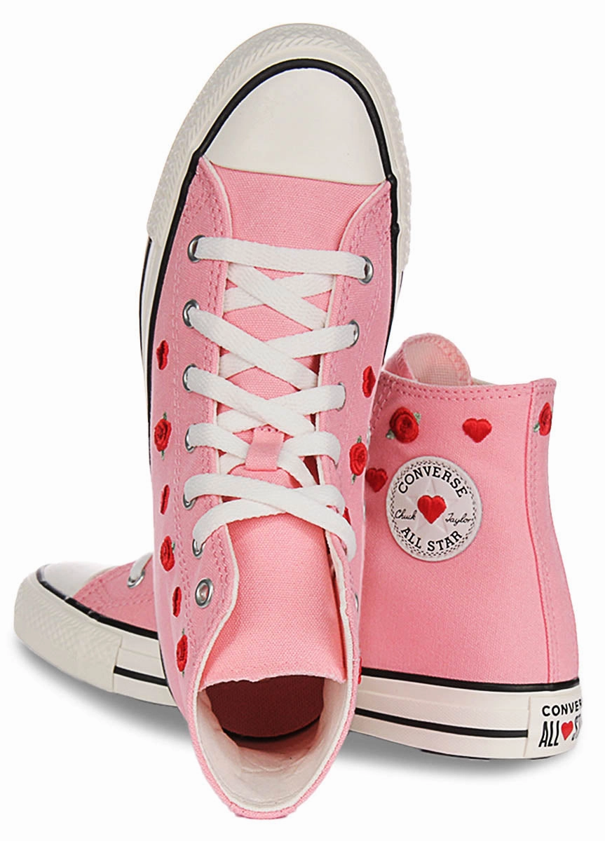 Converse All Star A12624C Heart & Roses In Pink For Junior Shoes Converse