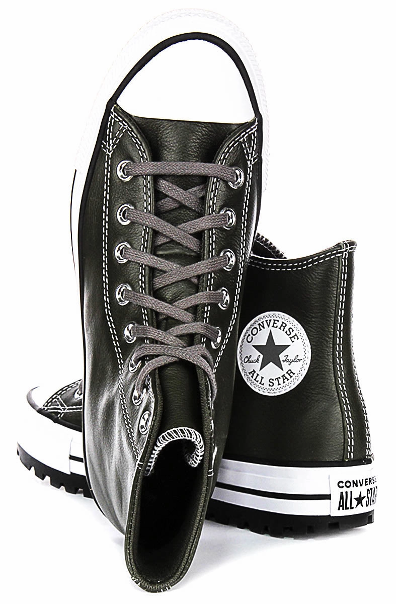 Converse All Star City Trek A09489C In Dark Green Leather Shoes Converse