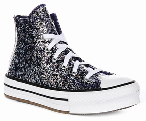 Converse All Star High A10043C In Navy Glitter For Junior Shoes Converse