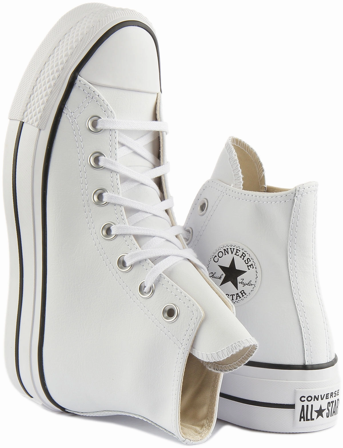 Converse All Star Lift 561676 In White Leather Shoes Converse