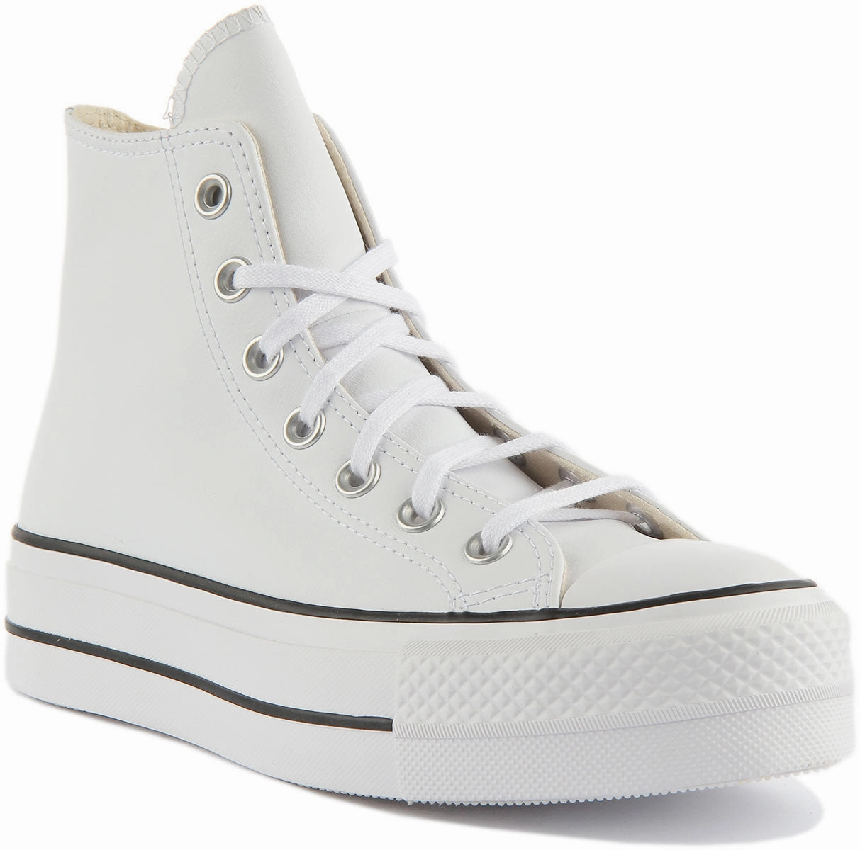 Converse All Star Lift 561676 In White Leather Shoes Converse