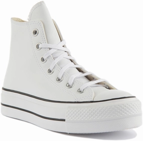 Converse All Star Lift 561676 In White Leather Shoes Converse