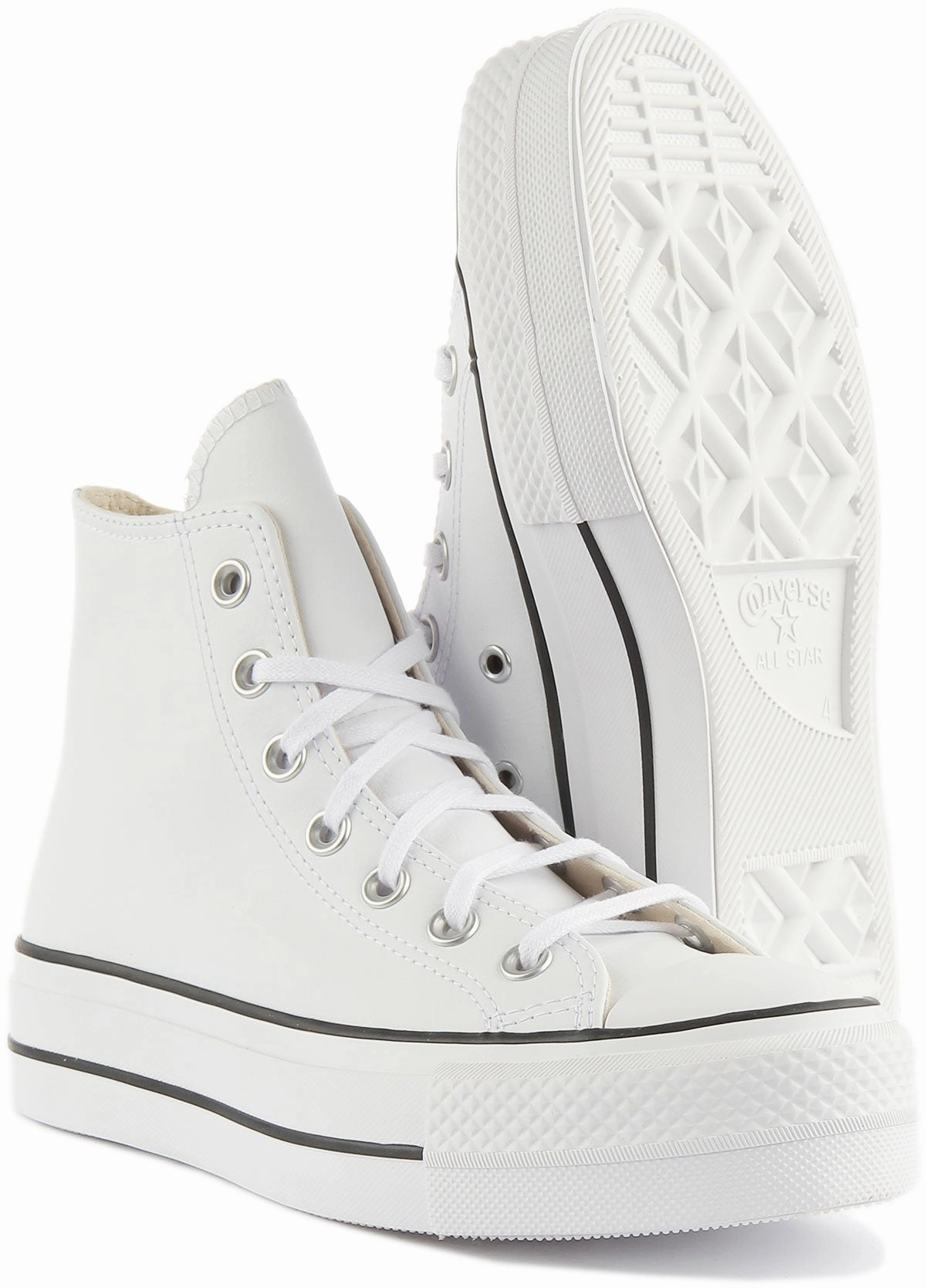Converse All Star Lift 561676 In White Leather Shoes Converse