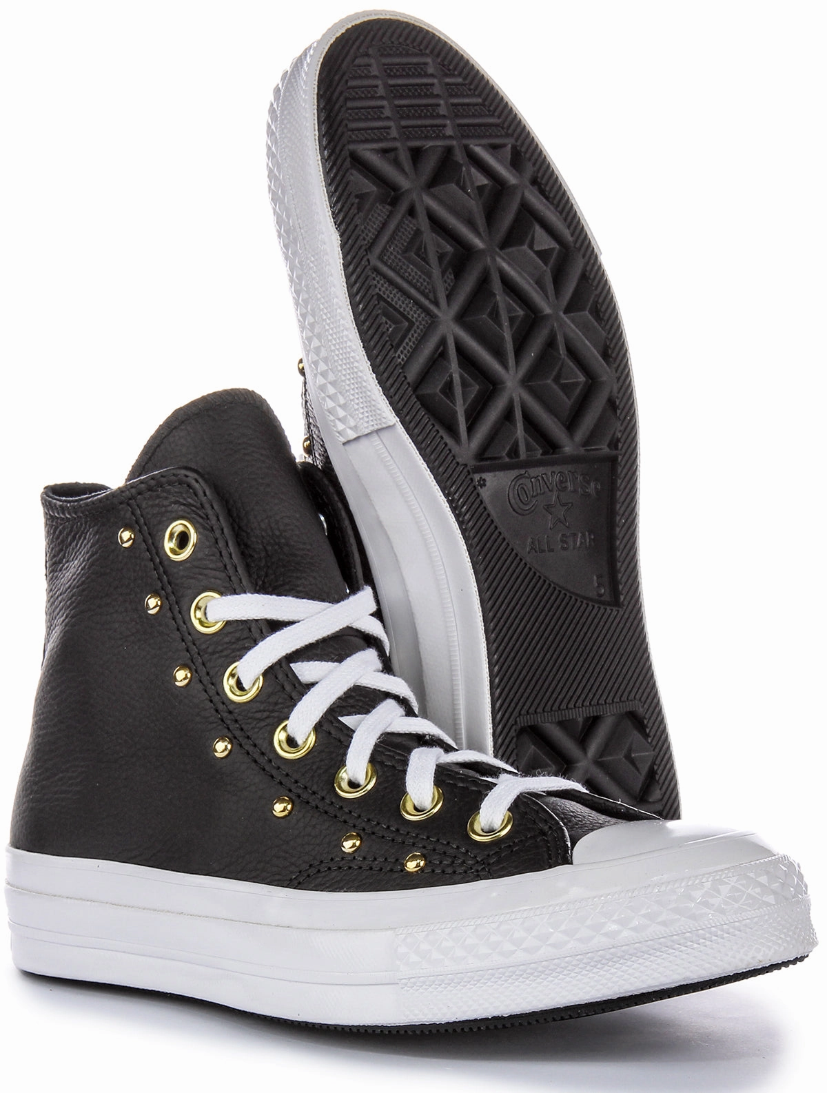 Converse All Star Lift A06809C In Black Gold Leather Shoes Converse