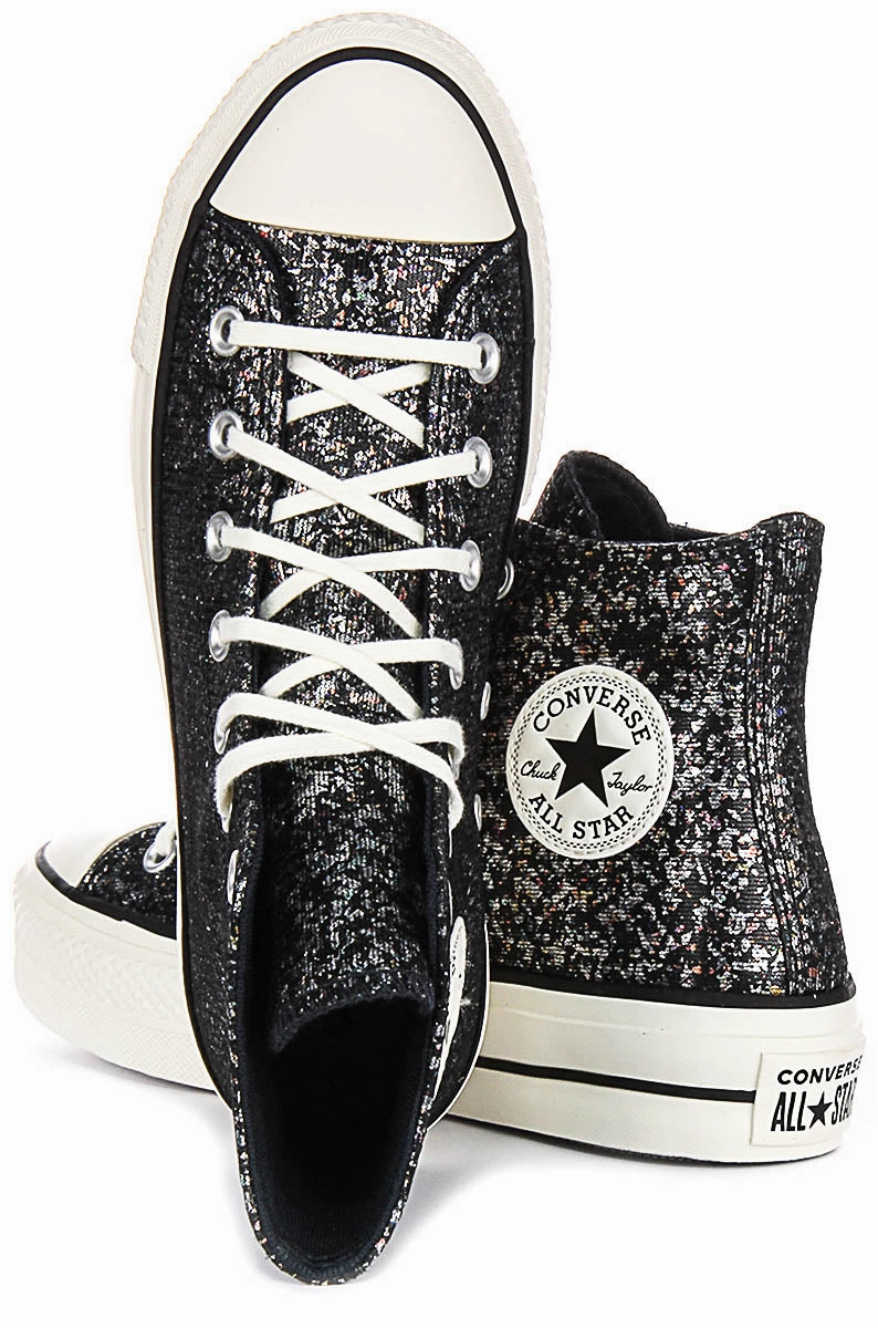 Converse All Star Lift A09551C In Black Silver Metalic Shoes Converse