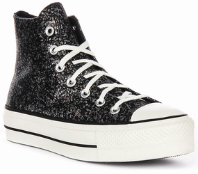 Converse All Star Lift A09551C In Black Silver Metalic Shoes Converse