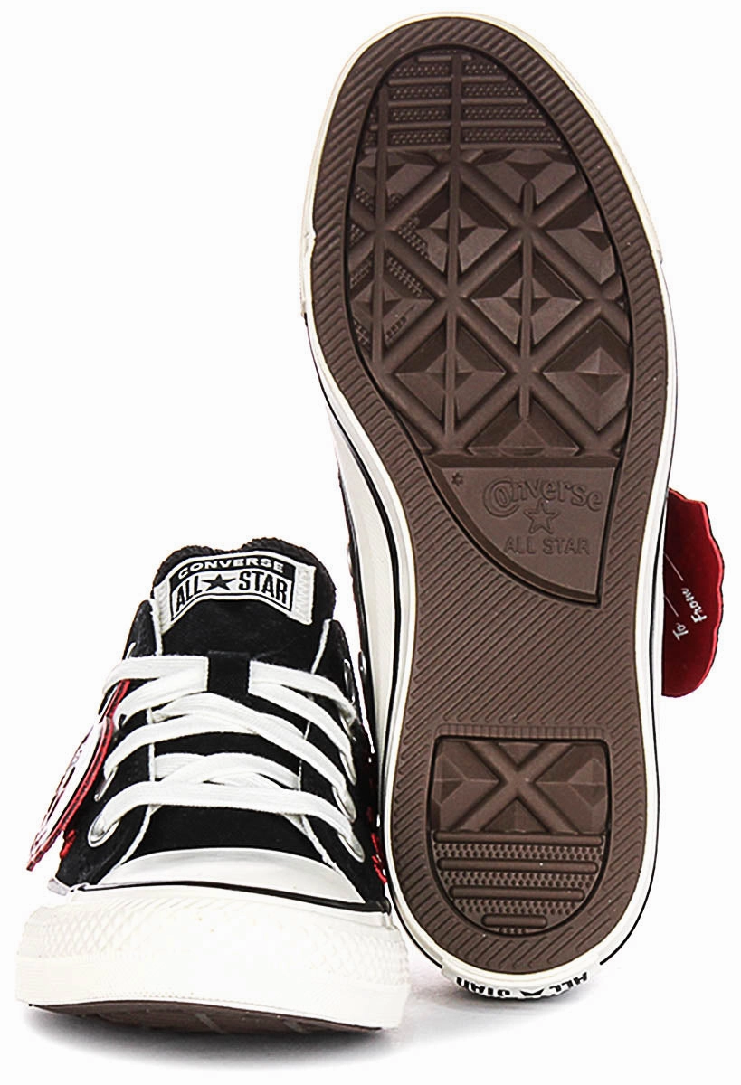 Converse All Star Low A13651C Rose & Hearts In Black Red Shoes Converse