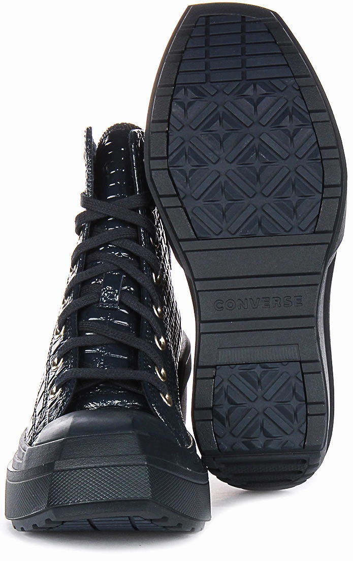Converse Chuck 70 De Luxe Wedge A10037C In Navy Leather Shoes Converse